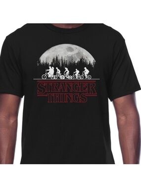Netflix Men's Stranger Things Black bike Moon Graphic Tee unisex / size 2X